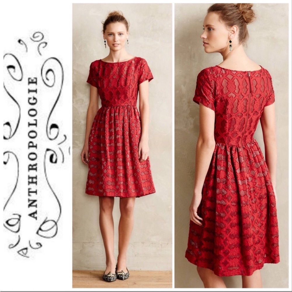 Moulinette Soeurs Red Lace Dress